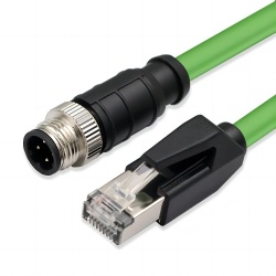 M12 4 Pin D Code Male Connector to RJ45 Male Plug Industry Ethernet cable