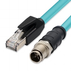 M12 4 Pin X Code Male Connector to RJ45 Male Plug Industry Ethernet cable